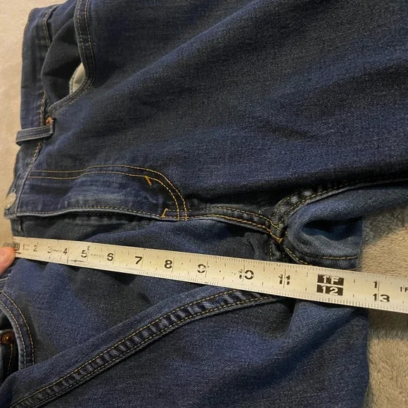 Levis 502 Regular Taper Mens Blue Jeans Size 36x32 Dark Wash Denim (35x30) - Picture 7 of 13